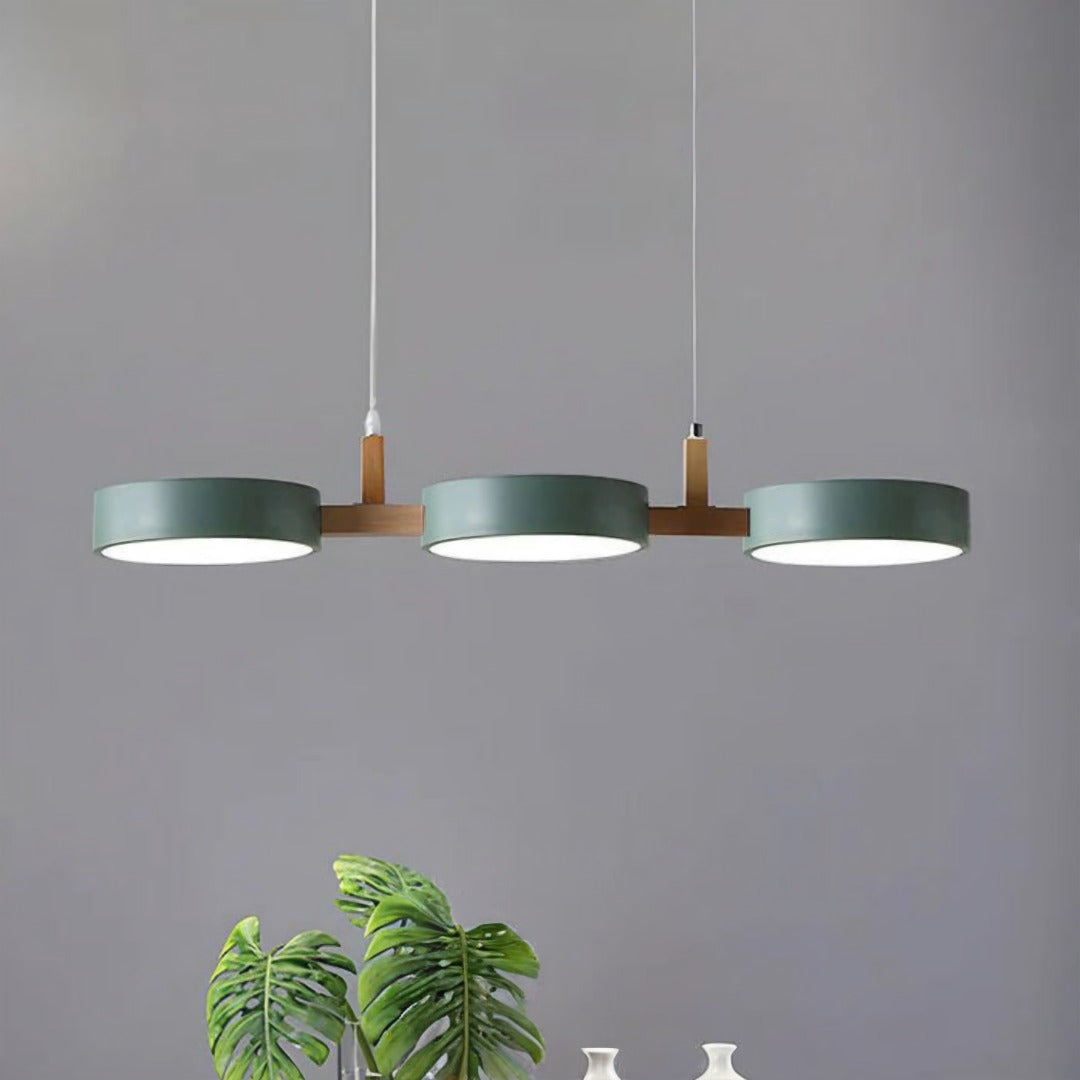 Suspension ronde LED bois et métal 77 cm style macaron ambiance douce eetkamer woonkamer keuken slaapkamer | Koossa