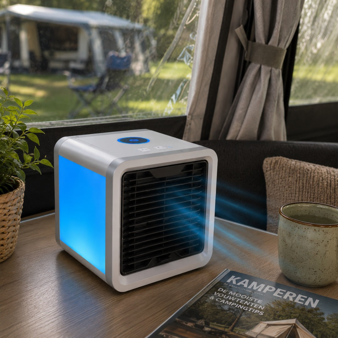 Refroidisseur d'air portable USB avec humidificateur éclairage LED 7 couleurs autonomie 8 heures bureau maison | Koossa