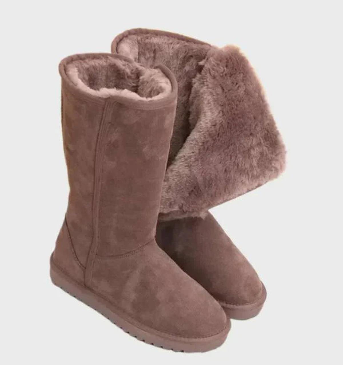 Women's Waterproof Sheepskin-Lined Winter Boots — Warm Suede Ankle Boots for Cold Weather & Snow | Koossa