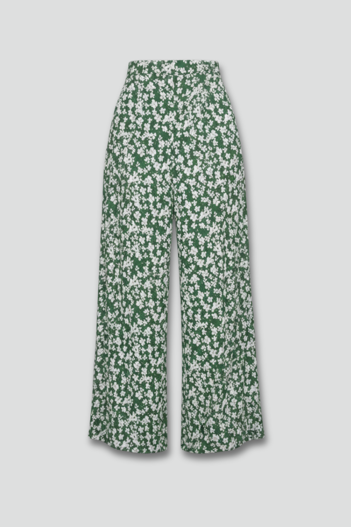 Wide-Leg Palazzo Trousers in Floral Print – Flowing Silhouette for Relaxed Summer Elegance | Koossa