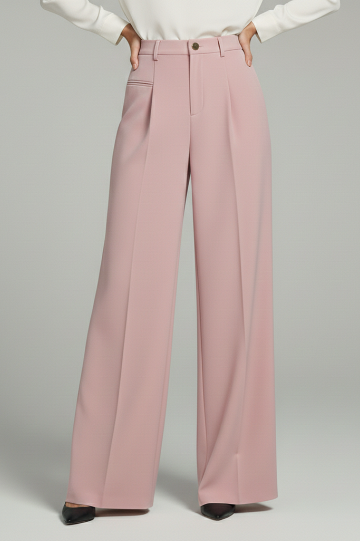 Women's Wide-Leg Pleated Trousers with Pockets | Elegant Flowing Palazzo Style | Koossa