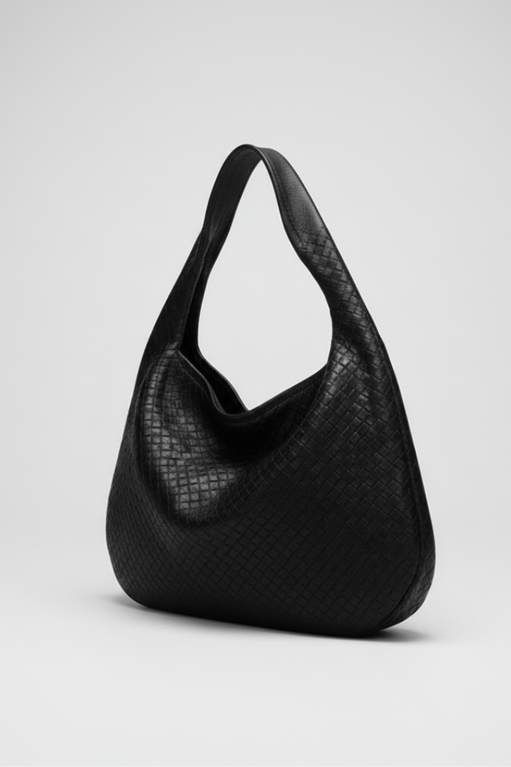 Rounded Shoulder Bag in Black with Single Strap — Everyday Elegance Curved Silhouette Minimalist Design | Koossa