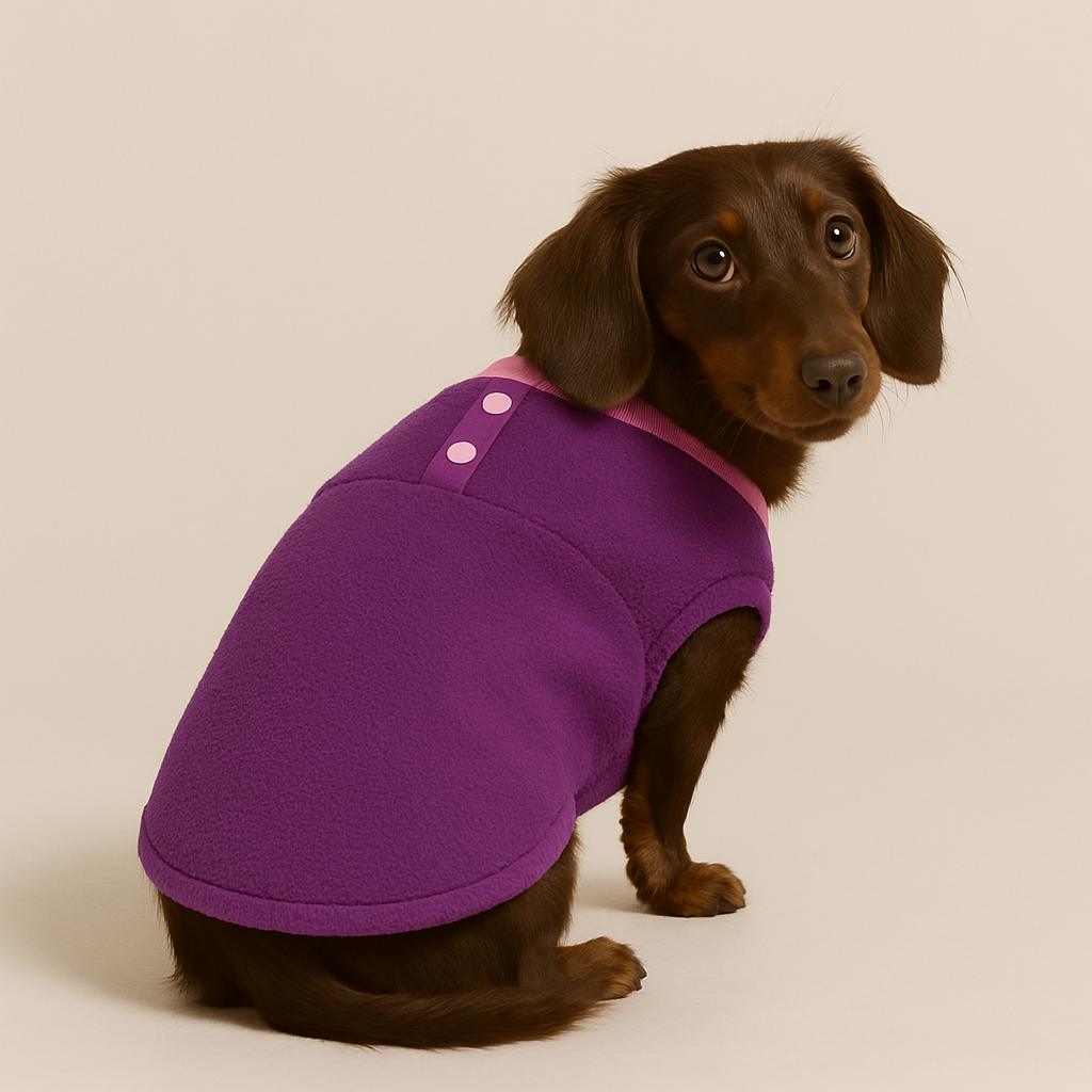 Dachshund Fleece Vest Two-Tone Sleeveless Jumper XS–XL Cold Weather Dog Coat Doxie Winter Sweater Machine Washable | Koossa
