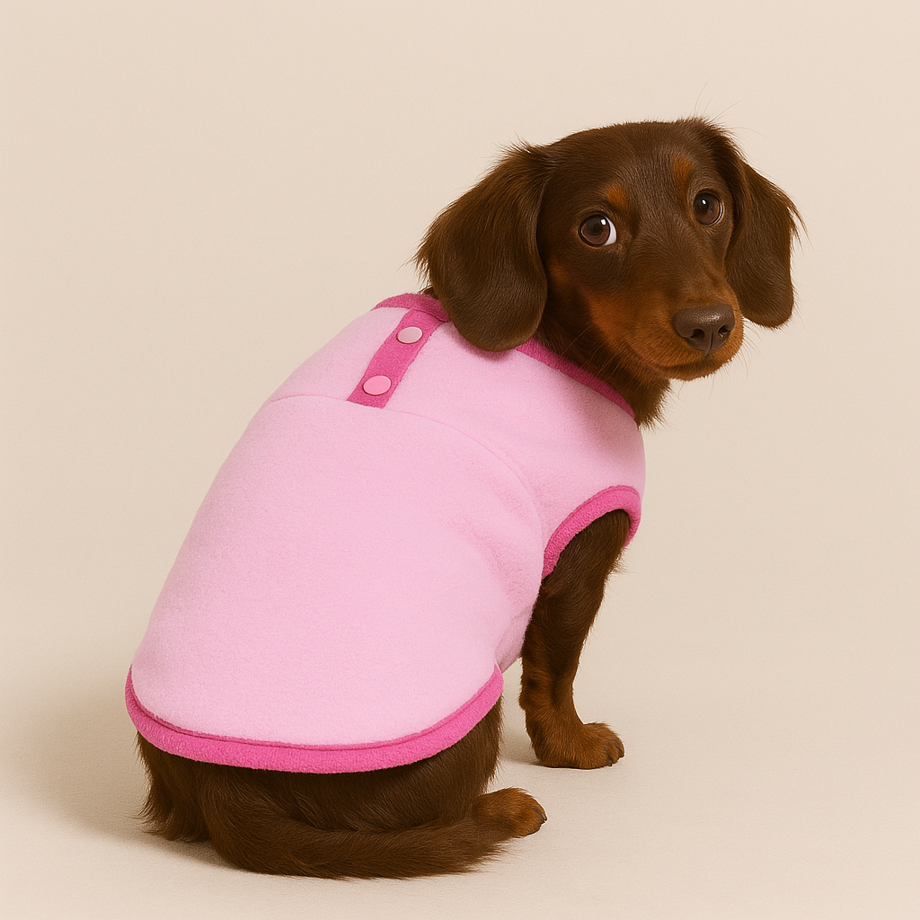 Dachshund Fleece Vest Two-Tone Sleeveless Jumper XS–XL Cold Weather Dog Coat Doxie Winter Sweater Machine Washable | Koossa