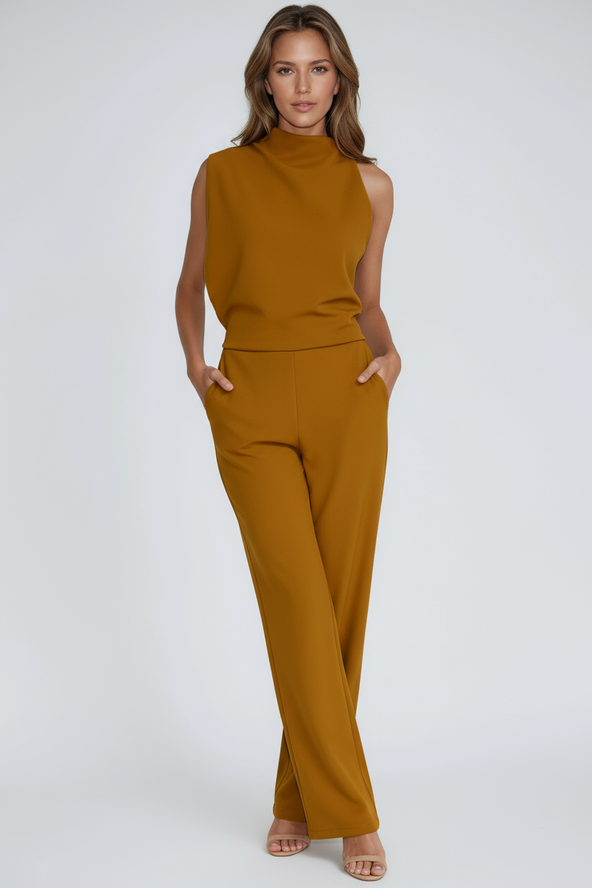 One-Shoulder Jumpsuit in Lightweight Wide-Leg Silhouette | Koossa
