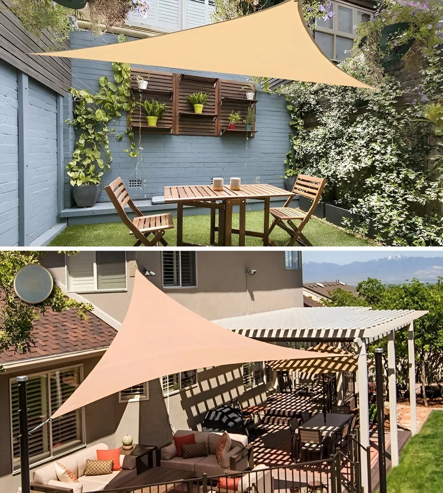 Voile d'ombrage triangulaire imperméable haute résistance – Protection UV optimale pour terrasse, jardin et piscine | Koossa