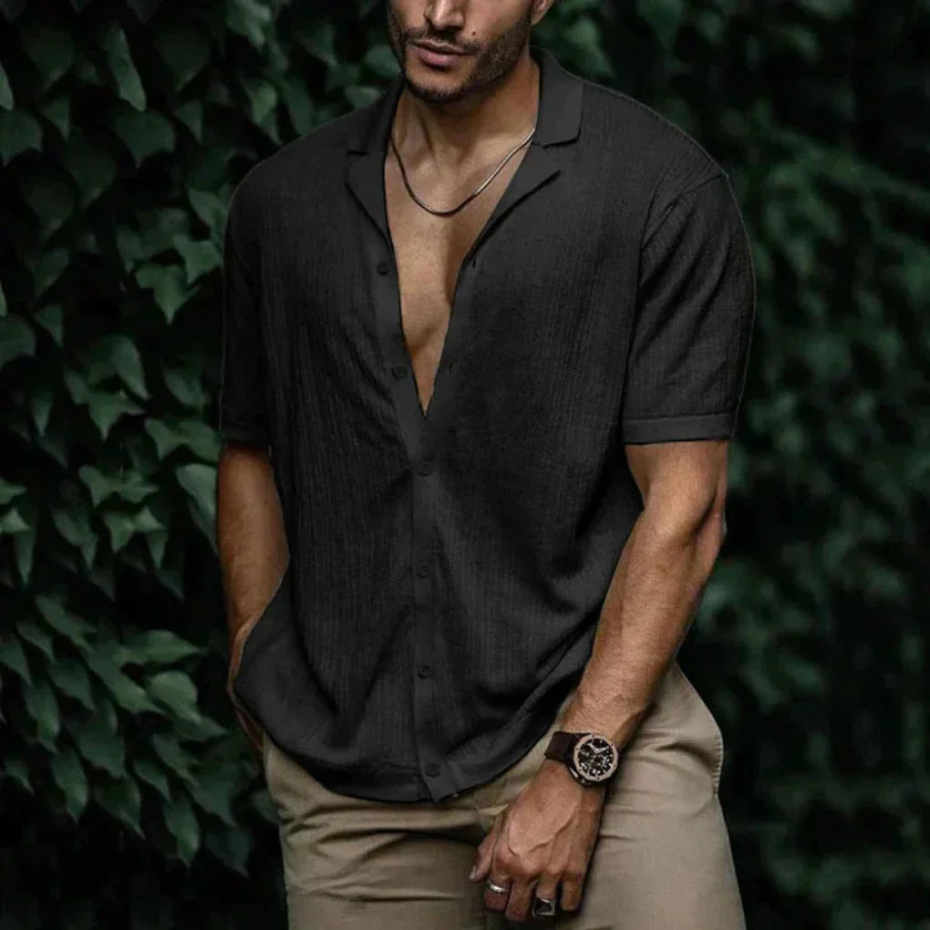 Men's Button-Front Summer Shirt — Lightweight Relaxed Fit Shirt for Casual Wear & Warm Weather | Koossa