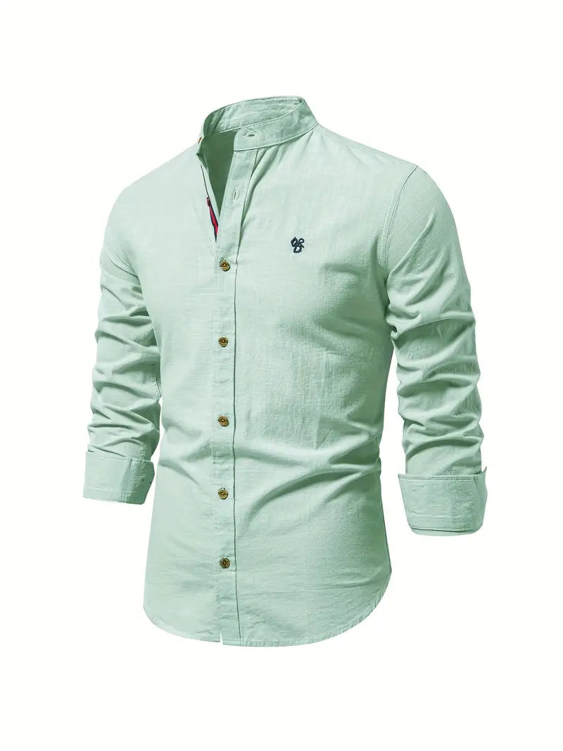 Men's Slim Fit Long Sleeve Shirt in Cotton Blend | Classic Tailored Collar | Smart Casual Workwear | Koossa