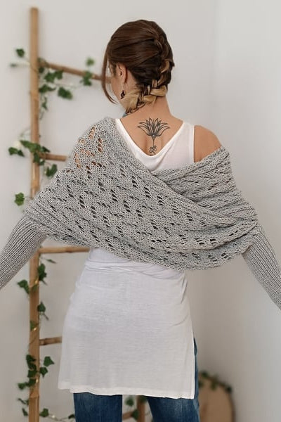 Women's Off-Shoulder Knit Shrug — Open-Weave Layering Wrap for Autumn & Winter Casual Elegance | Koossa