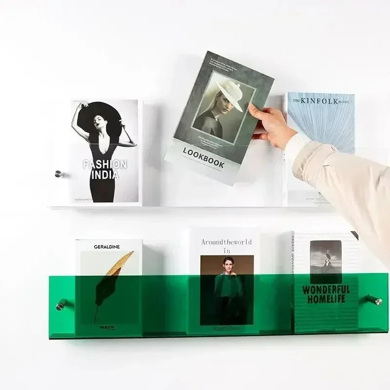 Floating Wall Shelf Magazine Rack, PVC Wall Mounted Book Display in Assorted Colors for Living Room, Office, Nursery & Kids Room | Lonoma