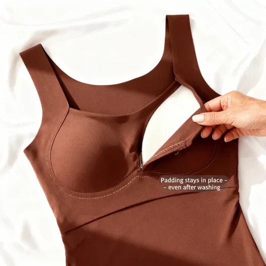Built-In Support Camisole Top with Integral Bra in Stretch Jersey for Effortless Everyday Layering and Standalone Comfort | Koossa