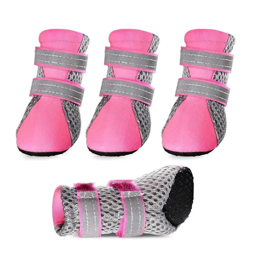 Dog Shoes Breathable Mesh Rubber Anti-Slip Sole Set of 4 S M L XL Waterproof Reflective All Season Boots | Koossa