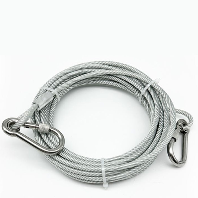 Longe d'attache en acier 3 mm anti-morsure pour chien jardin camping extérieur mousquetons robustes sécurisés | Koossa