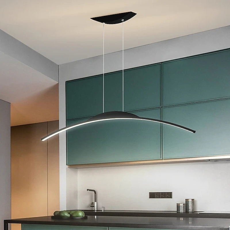 LED Curved Bar Pendant Light Black Gold Dimmable Hanging Fixture Modern Kitchen Island Dining Living Room Adjustable Ceiling Lamp | Lonoma