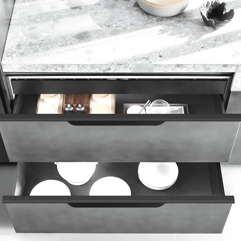 Recessed Edge Pull Cabinet Handle with Angled Profile & Fingerprint-Resistant Finish for Drawers & Cabinets | Lonoma