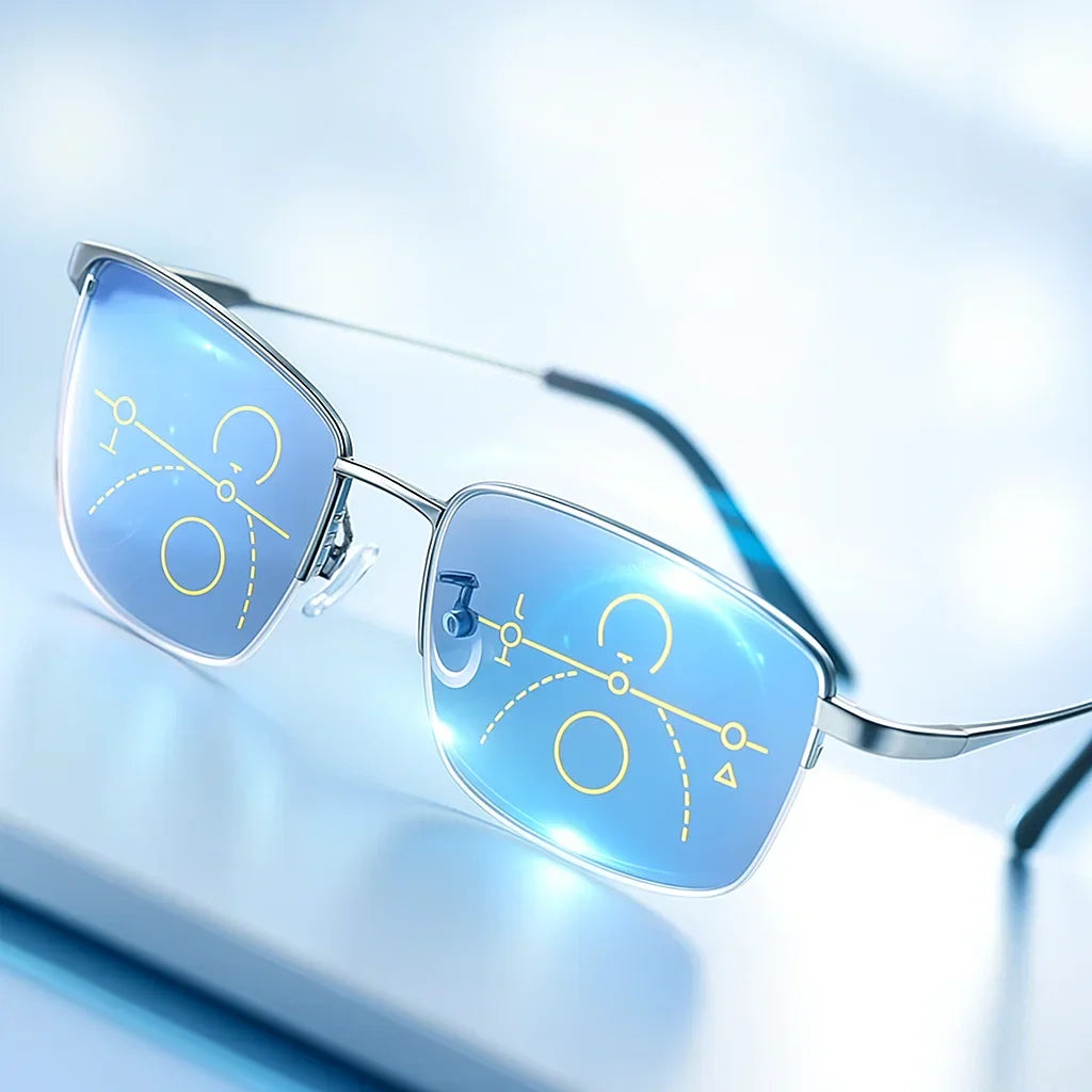 Progressive Multifocal Reading Glasses with Photochromic Lenses, UV & Blue Light Protection for Near & Far Vision | Lonoma