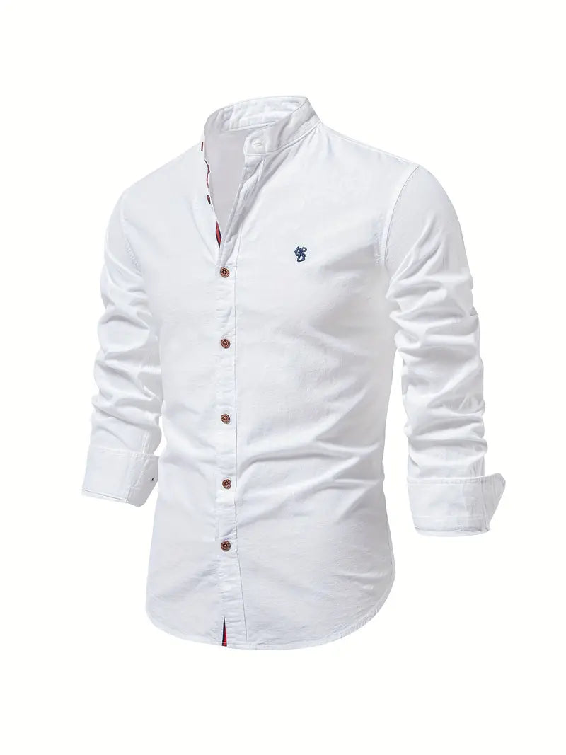 Men's Slim Fit Long Sleeve Shirt in Cotton Blend | Classic Tailored Collar | Smart Casual Workwear | Koossa