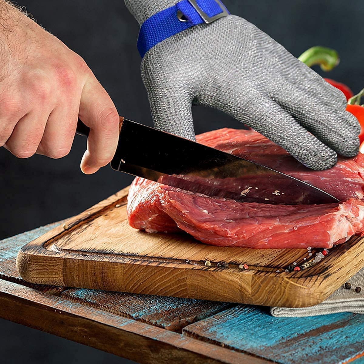 Cut Resistant Stainless Steel Mesh Glove, Food Safe Kitchen Safety Glove for Oyster Shucking, Fish Filleting & Meat Slicing | Lonoma