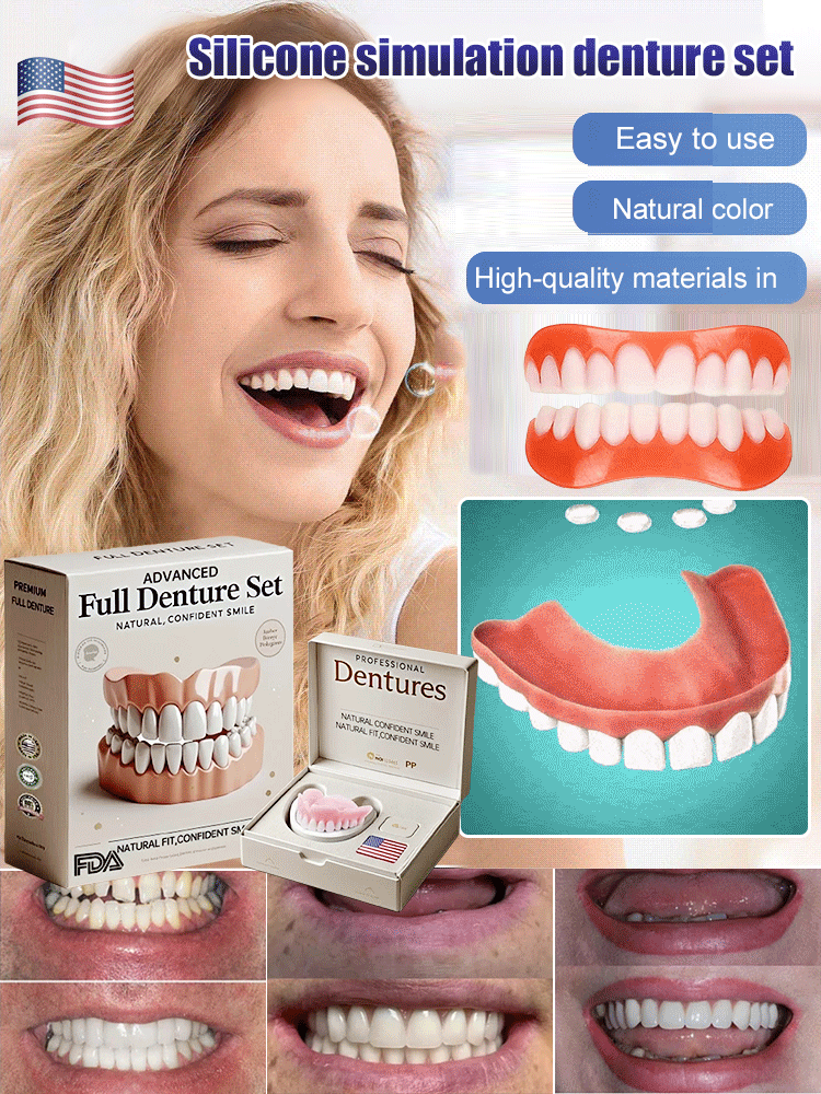 Moldable Cosmetic Denture Set Upper & Lower, Natural White Temporary Teeth, Heat-Fit Smile Cover for Photos and Events | Lonoma