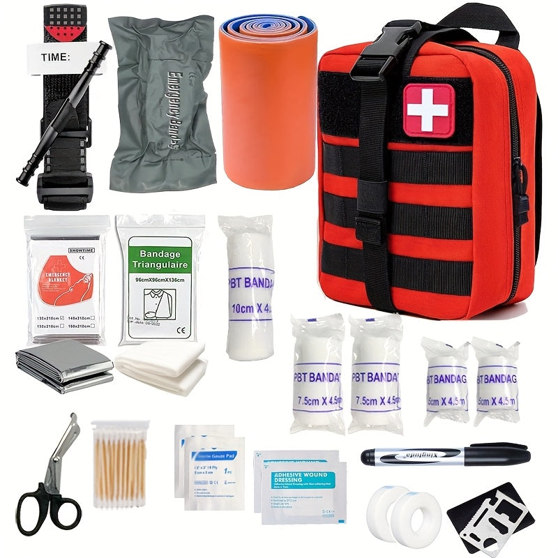 Emergency First Aid Kit with Tourniquet, Compact Trauma Bag for Camping, Hiking, Hunting, Survival & Car Emergency Supplies | Lonoma