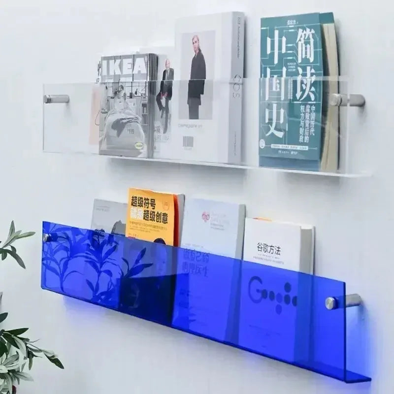 Floating Wall Shelf Magazine Rack, PVC Wall Mounted Book Display in Assorted Colors for Living Room, Office, Nursery & Kids Room | Lonoma