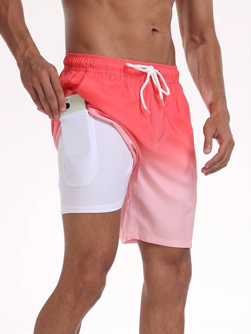 Men's Quick-Dry Swim Shorts in Lightweight Fabric | Relaxed Fit Mid-Thigh Beach Trunks with Elasticated Drawstring Waist and Side Pockets for Holiday Swimming Pool Summer | Koossa