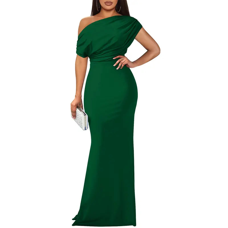 Women's Off-Shoulder Floor-Length Evening Gown in Ten Classic Colours for Galas, Weddings, and Formal Occasions | Koossa