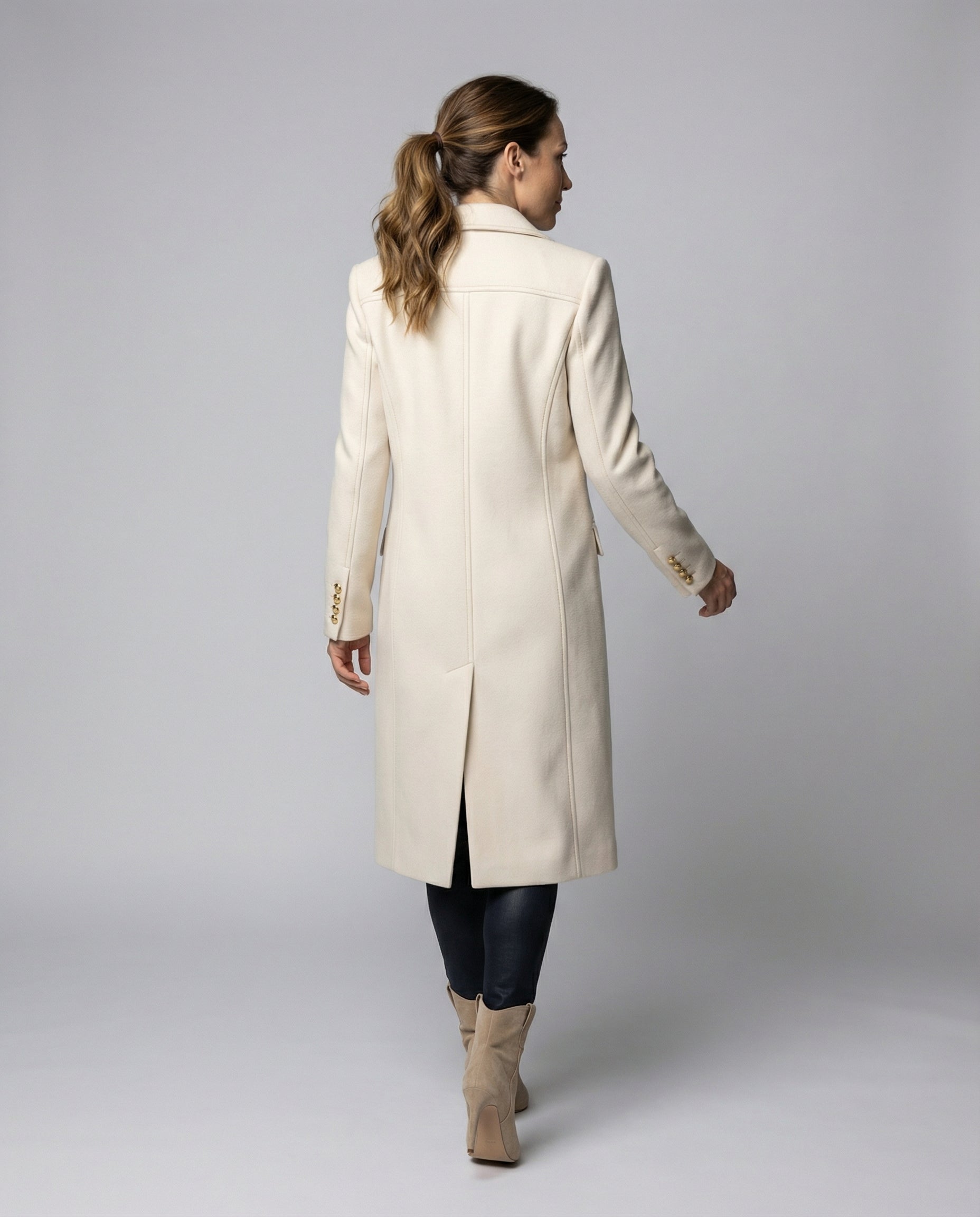 Women's Double-Breasted Jacket with Long Sleeves — Classic Tailored Outerwear for Autumn & Winter | Koossa