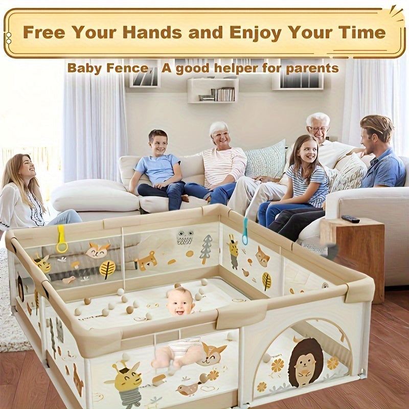 Parc de Jeu Pliable à Motifs Animaux et Parois Souples pour Bébé Tout-Petit Sécurité Confort Intérieur | Koossa