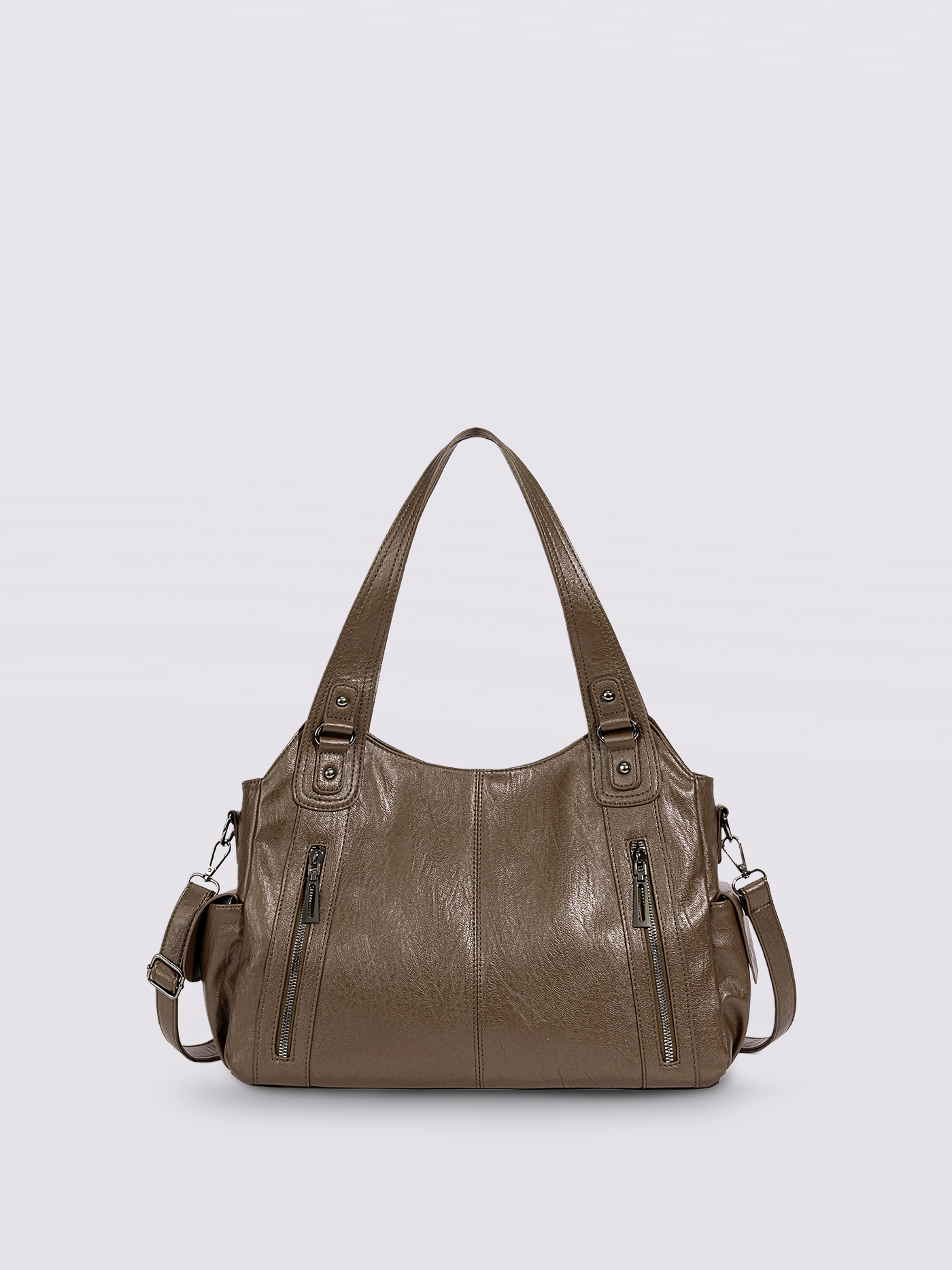 Structured Leather-Look Tote with Detachable Crossbody Strap in Black for Work and Weekend | Koossa