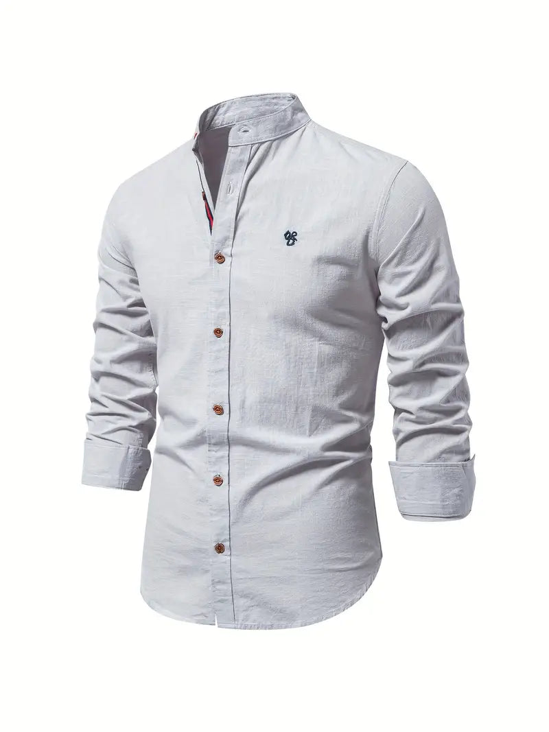 Men's Slim Fit Long Sleeve Shirt in Cotton Blend | Classic Tailored Collar | Smart Casual Workwear | Koossa