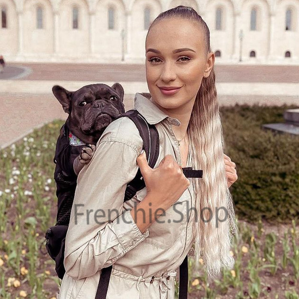 Dog Carrier Backpack Breathable Mesh French Bulldog Travel Rucksack Padded Straps Reinforced Base Anti-Scratch Ventilated Hands-Free | Koossa
