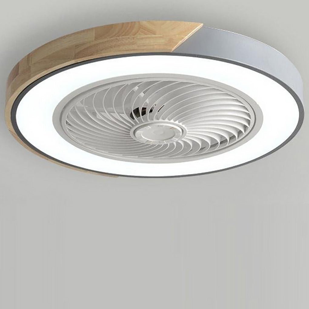 Ventilateur de Plafond LED Silencieux sans Pales 50 cm Dimmable Effet Bois avec Minuterie et Télécommande | Koossa