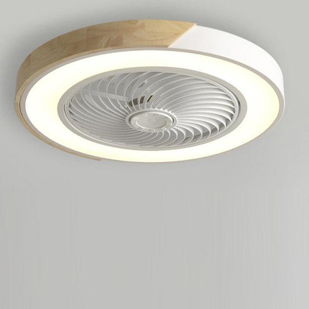 Ventilateur de Plafond LED Silencieux sans Pales 50 cm Dimmable Effet Bois avec Minuterie et Télécommande | Koossa