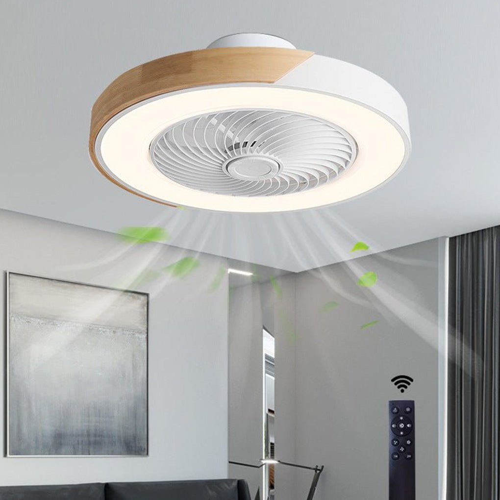 Ventilateur de Plafond LED Silencieux sans Pales 50 cm Dimmable Effet Bois avec Minuterie et Télécommande | Koossa