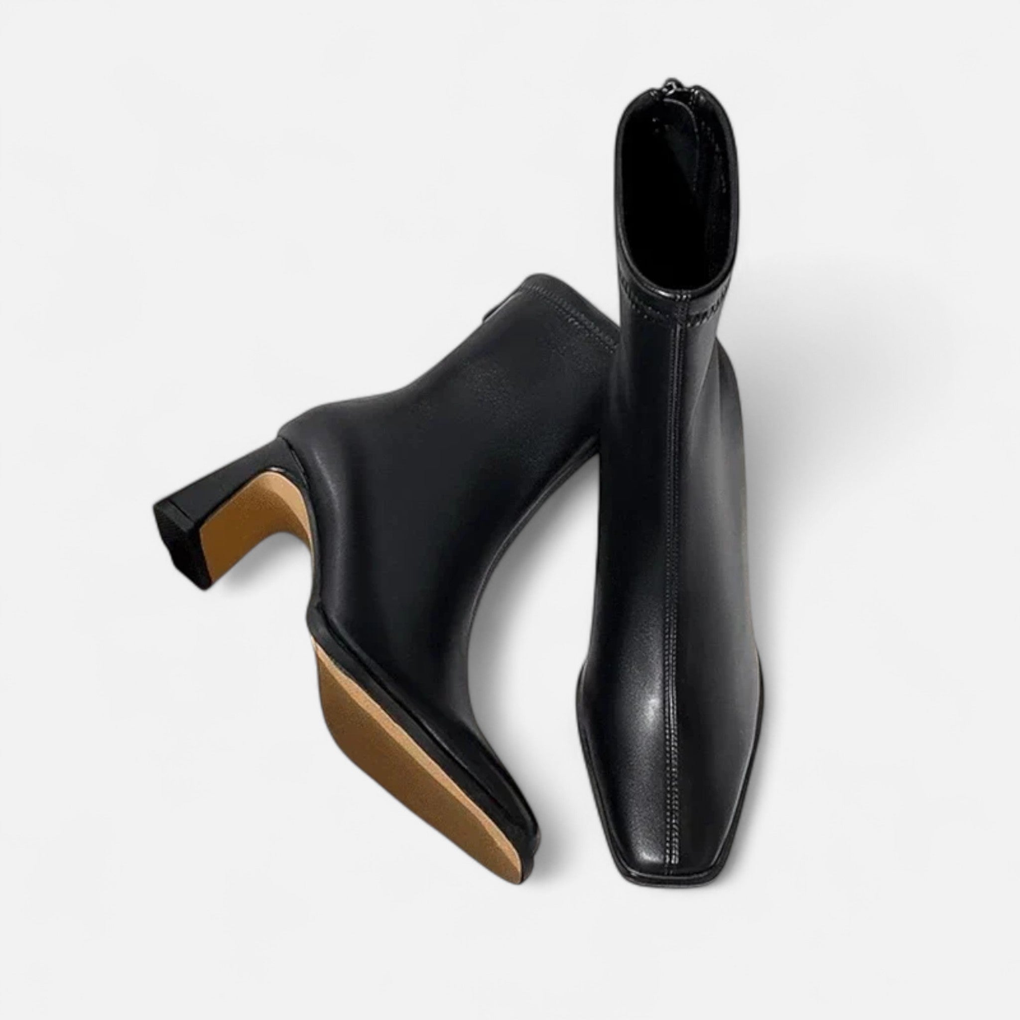 Women's Square-Toe Ankle Boots with Block Heel and Warm Lining | Classic Winter Footwear for Work and Weekends | Koossa
