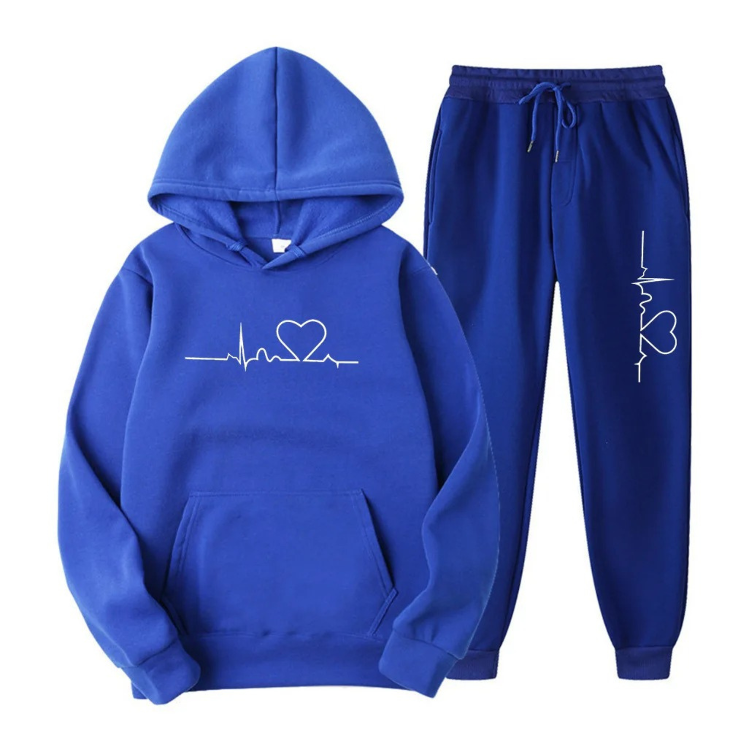 Women's Relaxed Lounge Set with Heartbeat Motif in Grey and Purple | Koossa