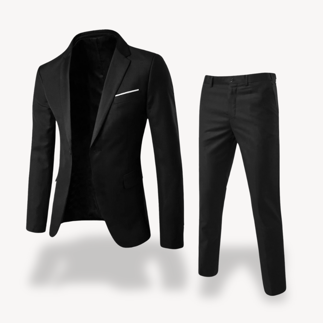Formal Two Piece Suit – Single-Breasted Blazer and Tailored Trousers in Navy, Grey, Black and More – Wedding and Business Occasions | Koossa