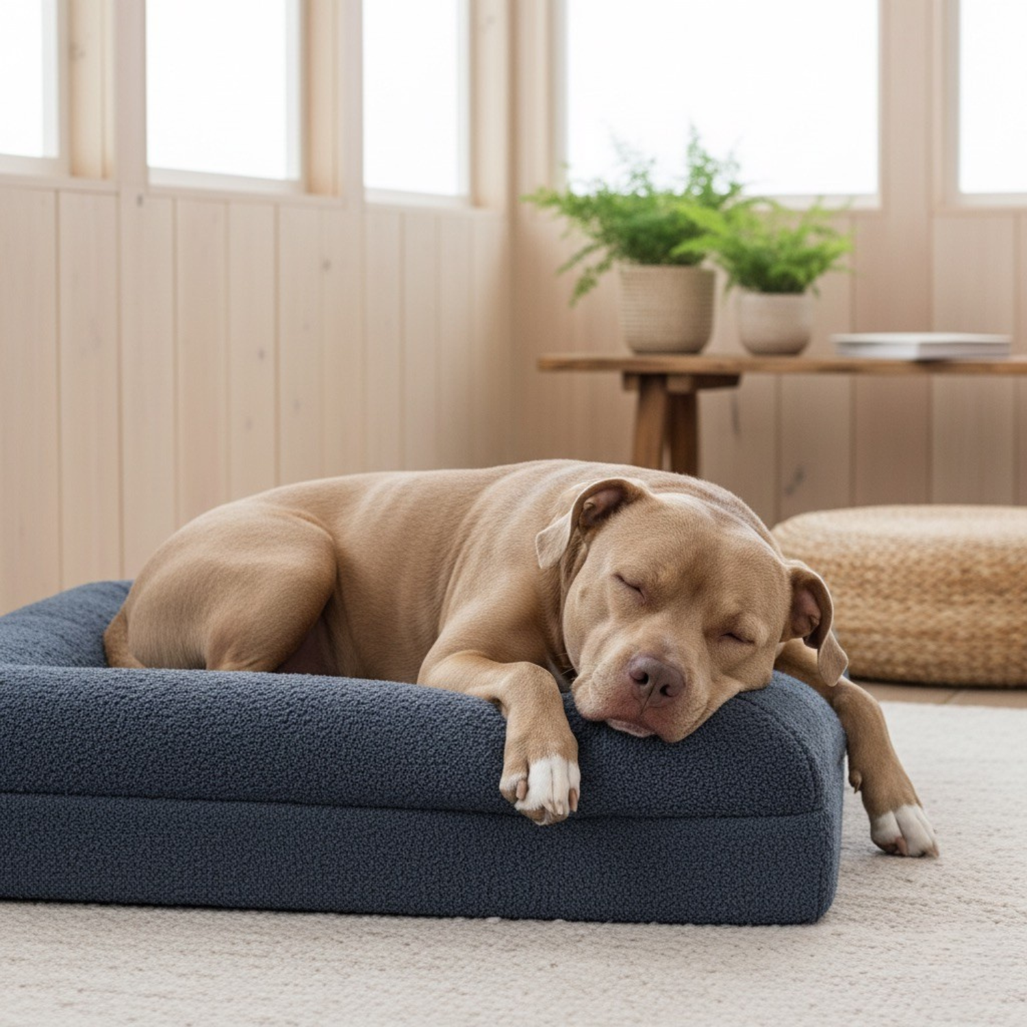 Dog Bed Bouclé Memory Foam Bolster Raised Sides Large Medium Orthopedic Dog Sofa Luxury Washable Cover Indoor Cream | Koossa