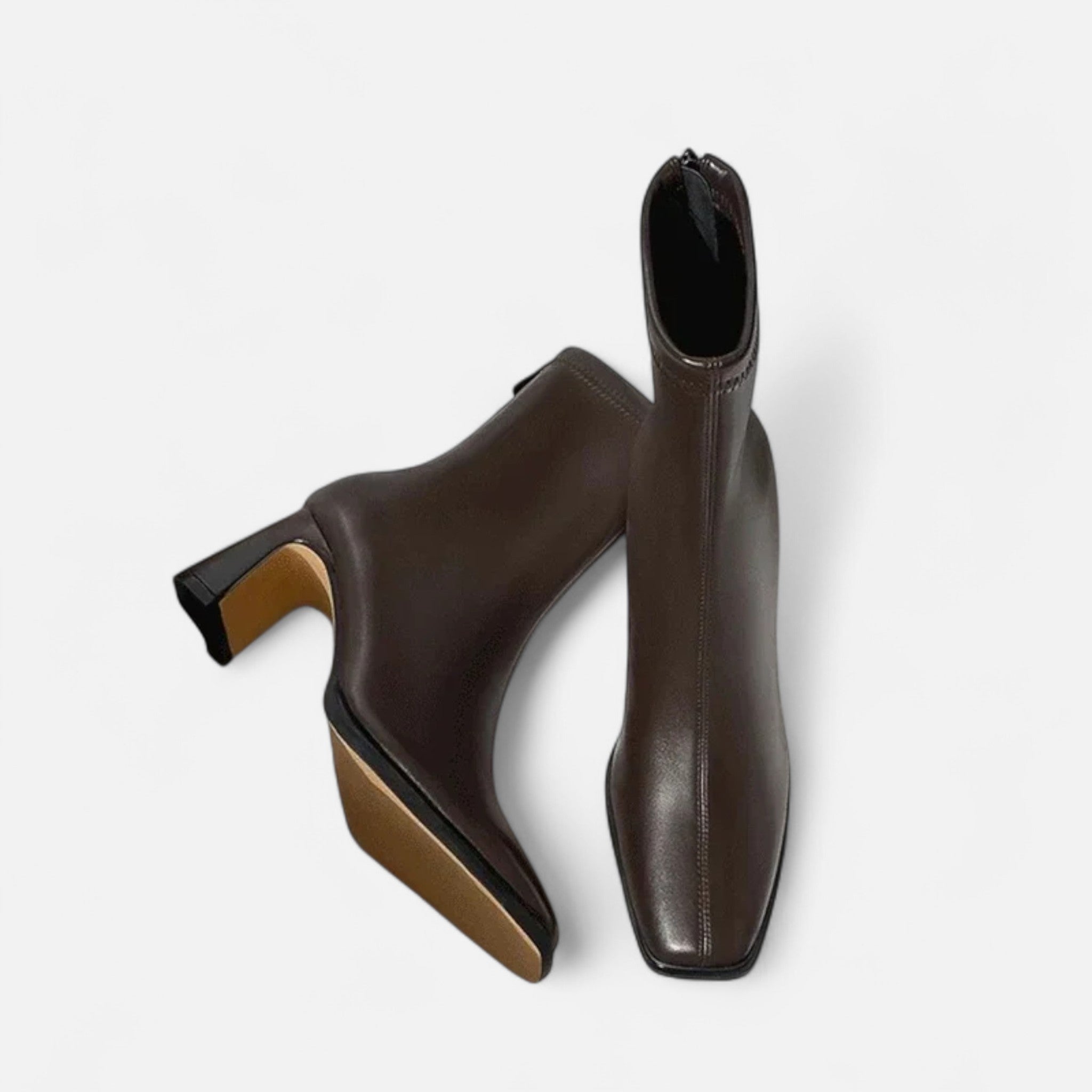 Women's Square-Toe Ankle Boots with Block Heel and Warm Lining | Classic Winter Footwear for Work and Weekends | Koossa