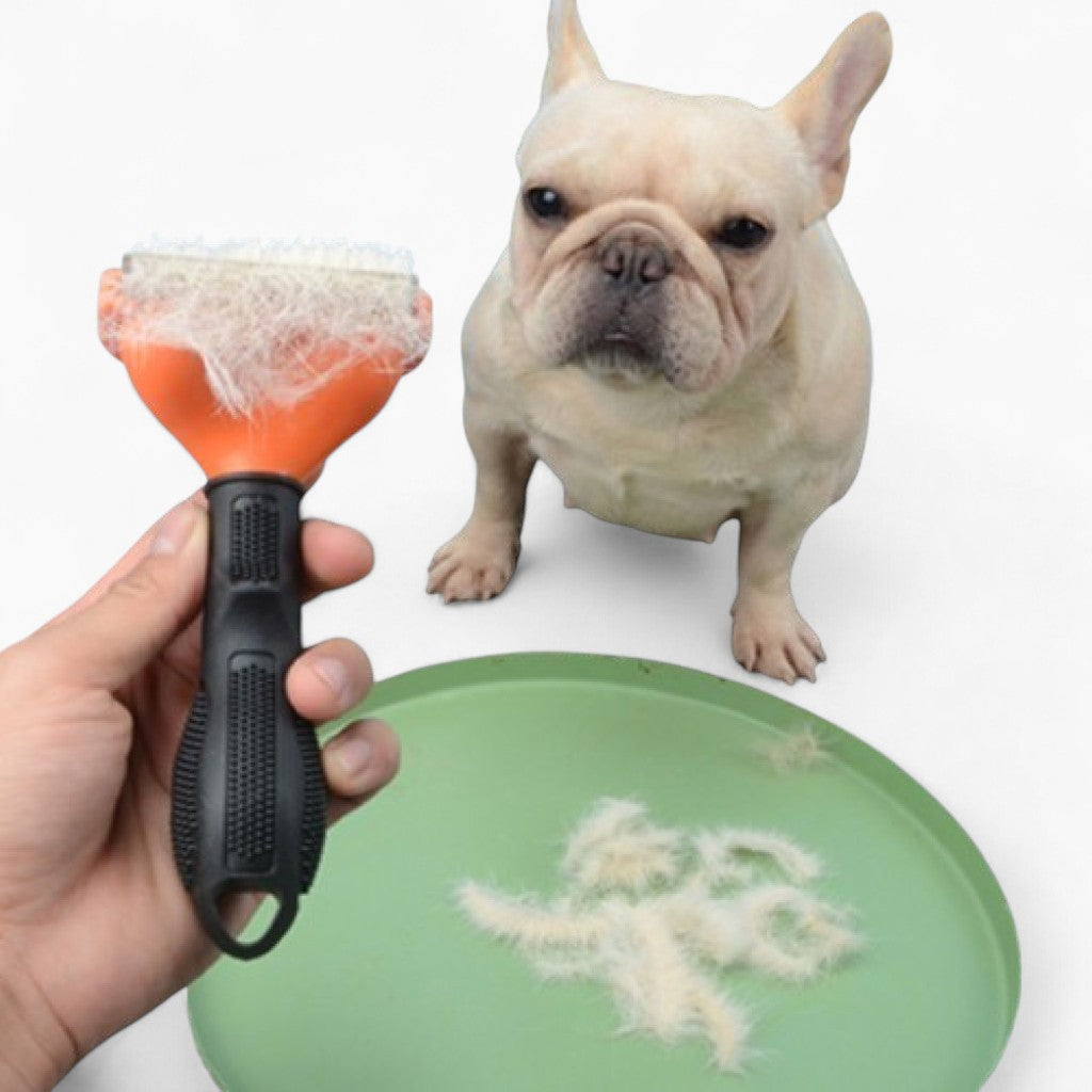 Dog Deshedding Brush Self-Cleaning Button French Bulldog Short Coat Grooming Tool Ergonomic Handle Shedding Remover Fur Comb | Koossa