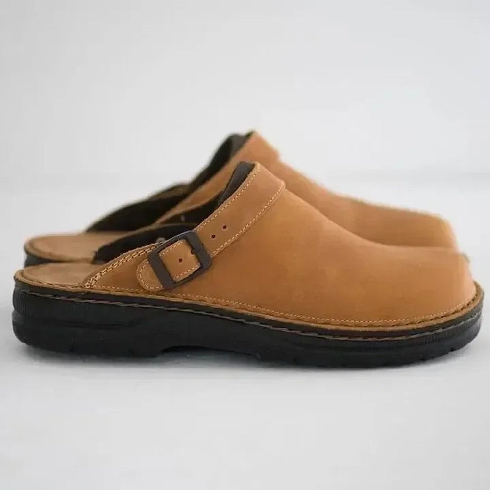Men's Adjustable Leather Clogs — Everyday Comfort Shoes with Cushioned Footbed & Timeless Design | Koossa