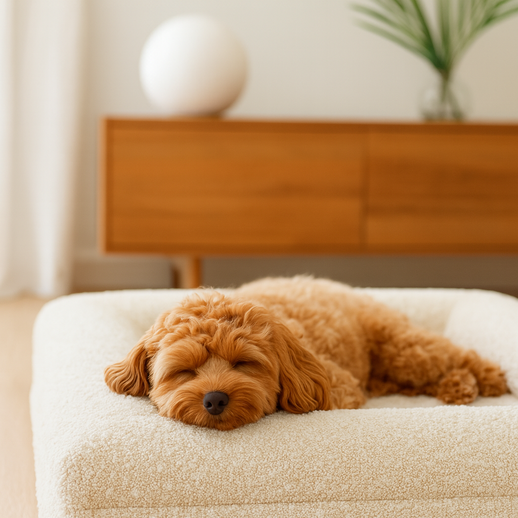 Dog Bed Bouclé Memory Foam Bolster Raised Sides Large Medium Orthopedic Dog Sofa Luxury Washable Cover Indoor Cream | Koossa