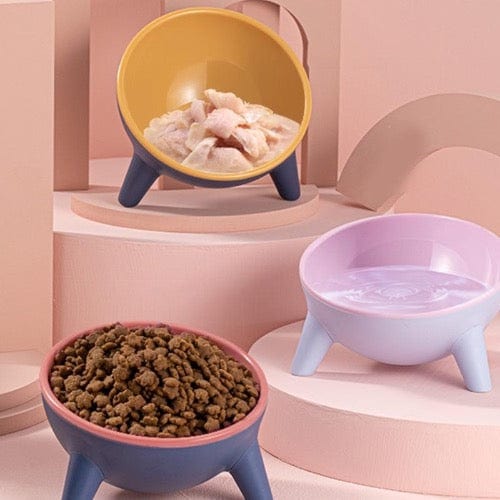 Pet Raised Bowl Tilted 15 Degree Resin Non-Toxic Elevated Dog Cat Food Water Bowl Cervical Spine Support Anti-Spill Ergonomic | Koossa