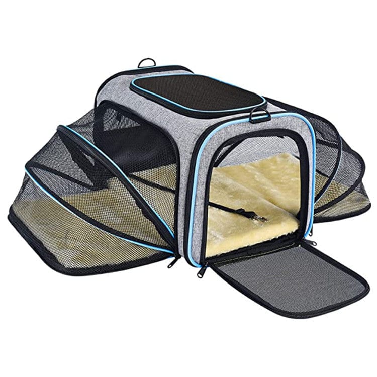 Pet Carrier Bag Oxford Fabric Expandable 46x28x28cm Airline Approved 4-Way Entry Breathable Mesh Cat Dog Travel Bag | Koossa
