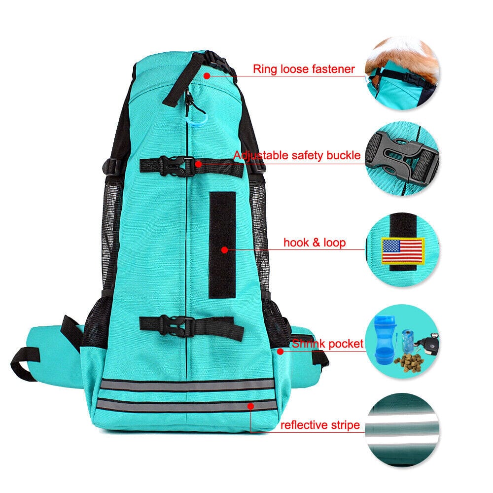 Dog Hiking Backpack 600D Oxford Mesh M L Up to 18kg Reflective Safety Leash Padded Straps Outdoor Carrier Travel | Koossa