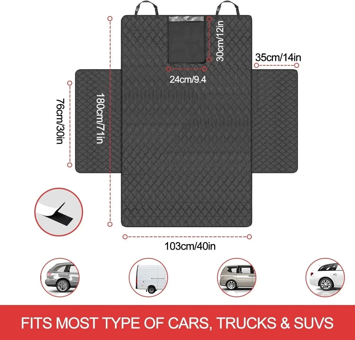 Dog Car Boot Liner Oxford D600 Waterproof Scratch-Proof Non-Slip Universal SUV Van 90–110cm Quilted Boot Cover | Koossa