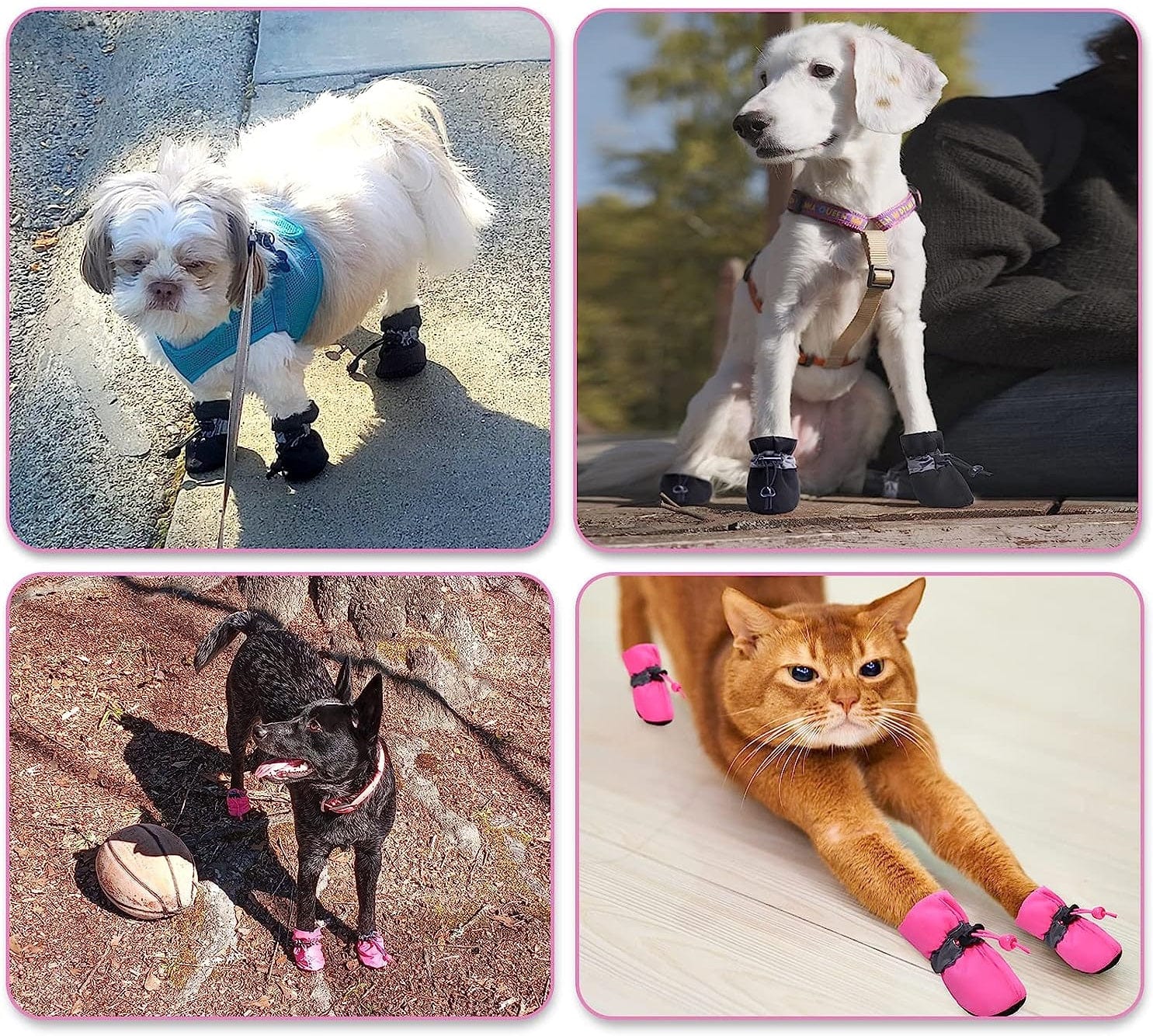 Dog Rain Boots Waterproof Rubber Sole Non-Slip Set of 4 Paw Protector Dog Shoes Mud Salt Snow Winter Walk Small Medium Large | Koossa
