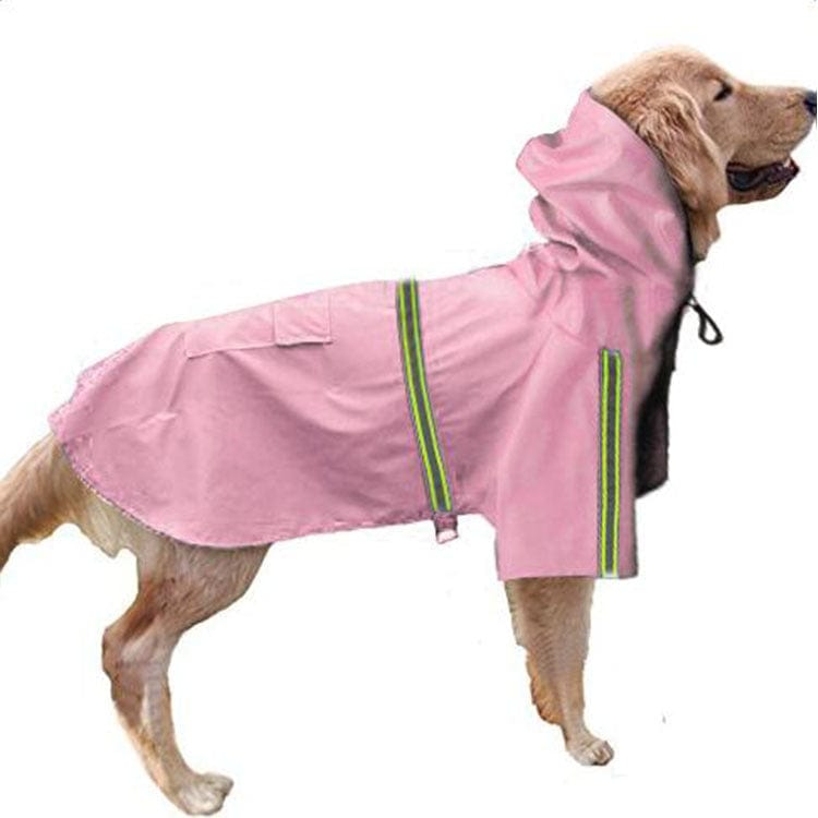 Dog Raincoat Waterproof Polyester Hood Reflective XL–5XL Large Dog Rain Jacket Adjustable Belly Strap Wipe Clean | Koossa