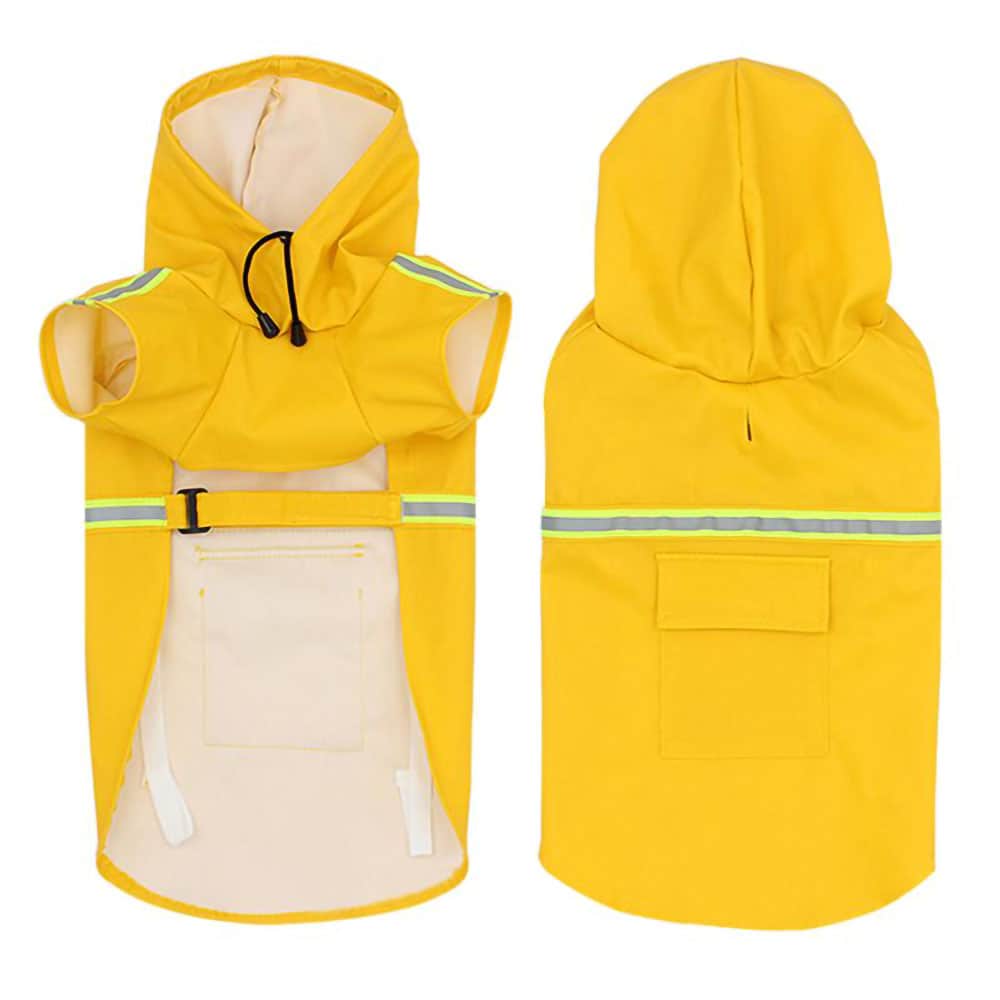 Dog Raincoat Waterproof Polyester Hood Reflective XL–5XL Large Dog Rain Jacket Adjustable Belly Strap Wipe Clean | Koossa